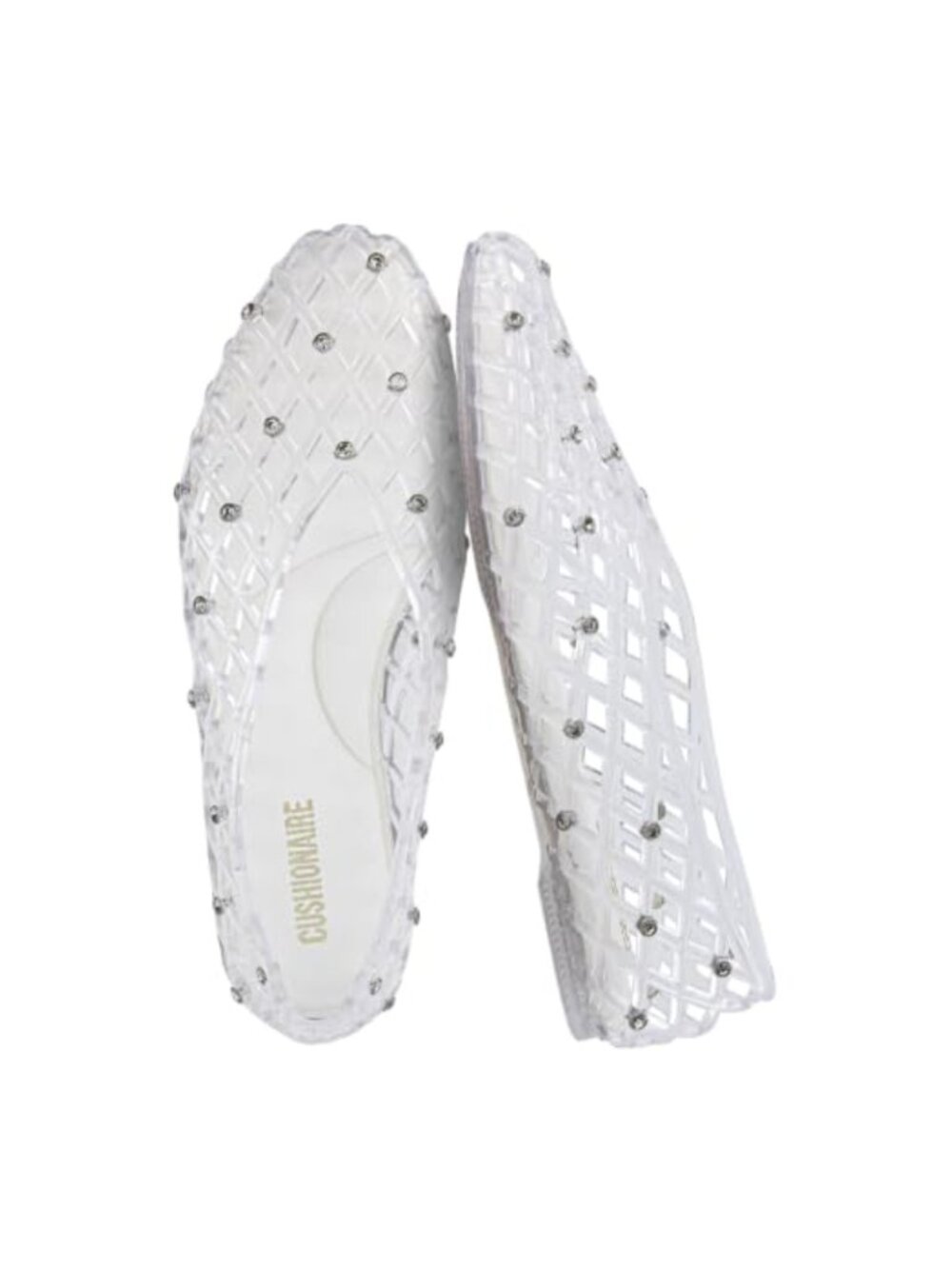 Jelly Ballet Flats Closed Toe Slip-On with Crystal Details